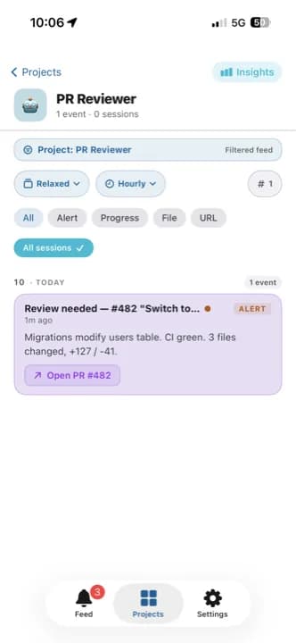 PR review alert notification in Agent Notifier